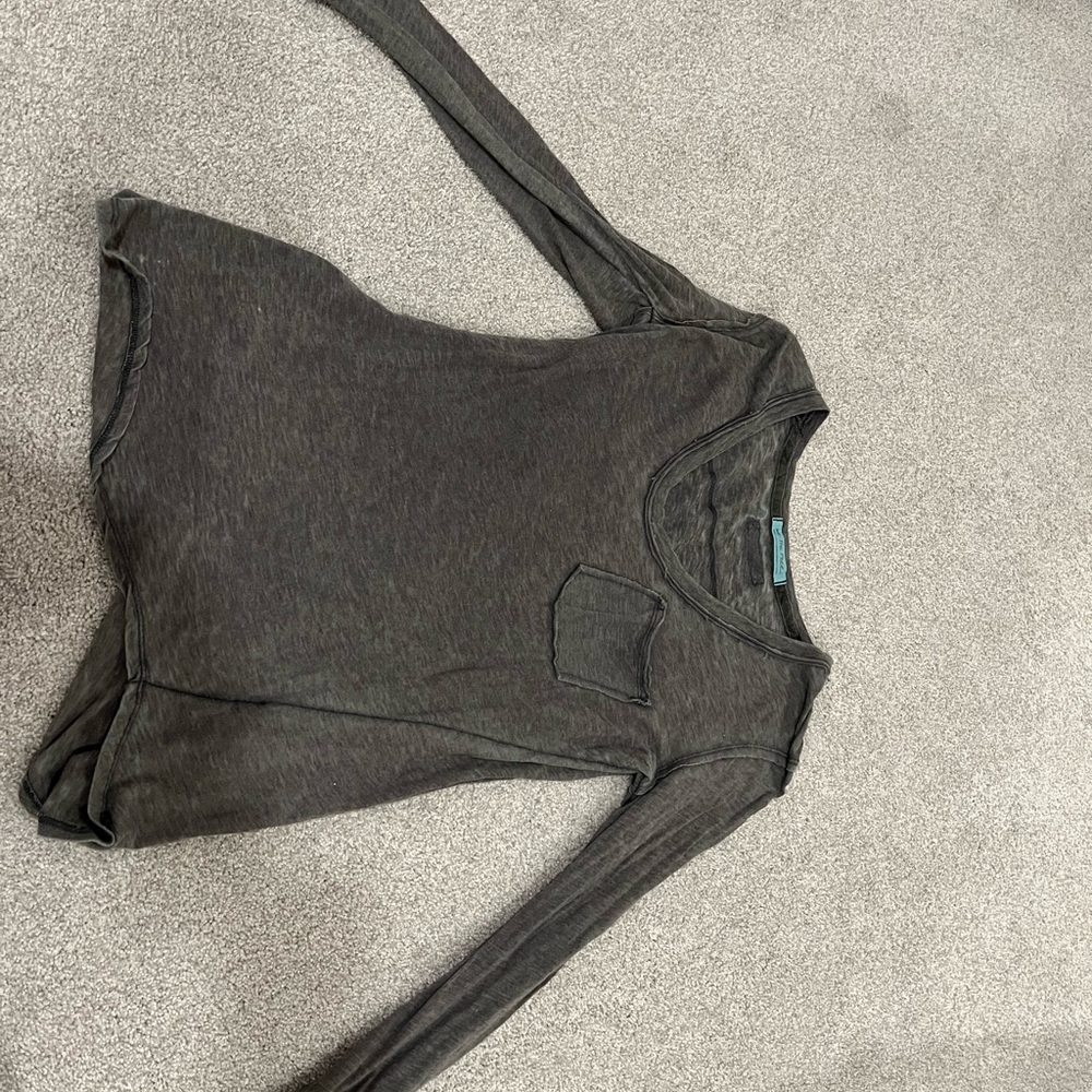 Free People Dark Gray Long Sleeve Tee